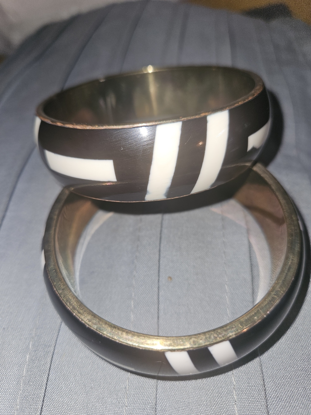 Sassy Jones - Black and White Striped Bangle Bracelets